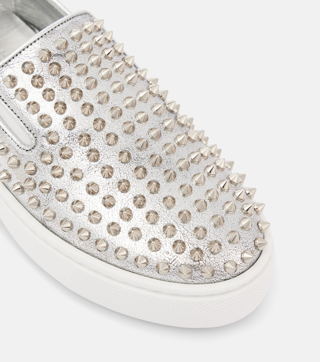 Slip-on Spikeboat in pelle metallizzata | Christian Louboutin