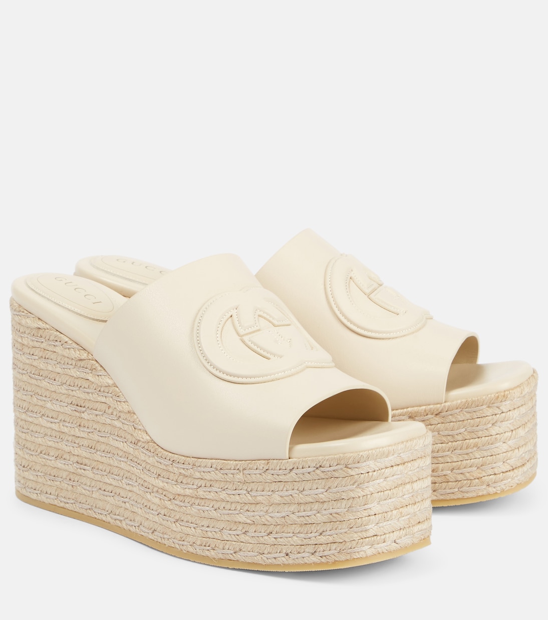 Alpargatas con plataforma de piel con GG | Gucci