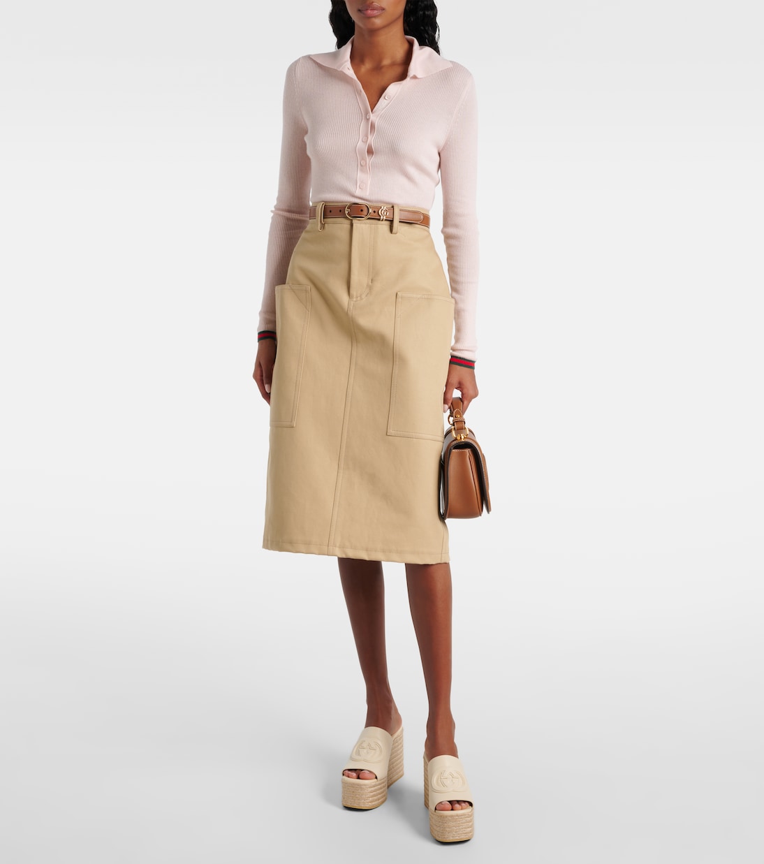 Alpargatas con plataforma de piel con GG | Gucci