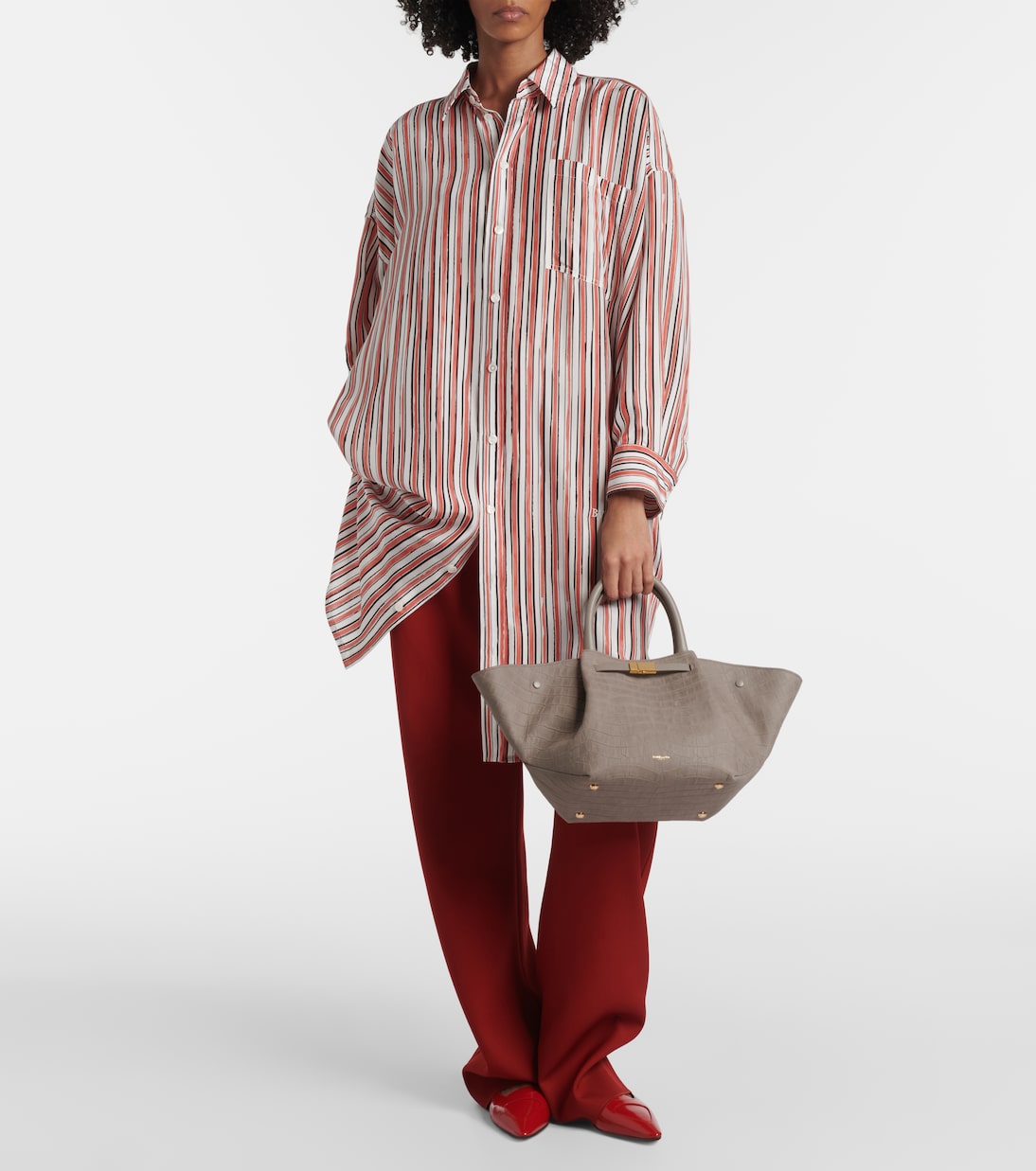 New York Midi croc-effect leather tote bag | DeMellier