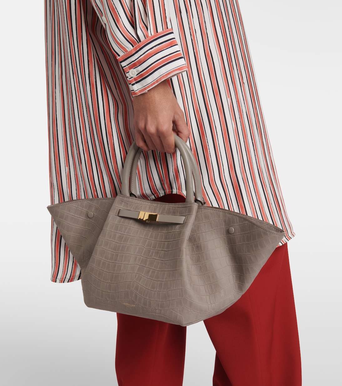 New York Midi croc-effect leather tote bag | DeMellier