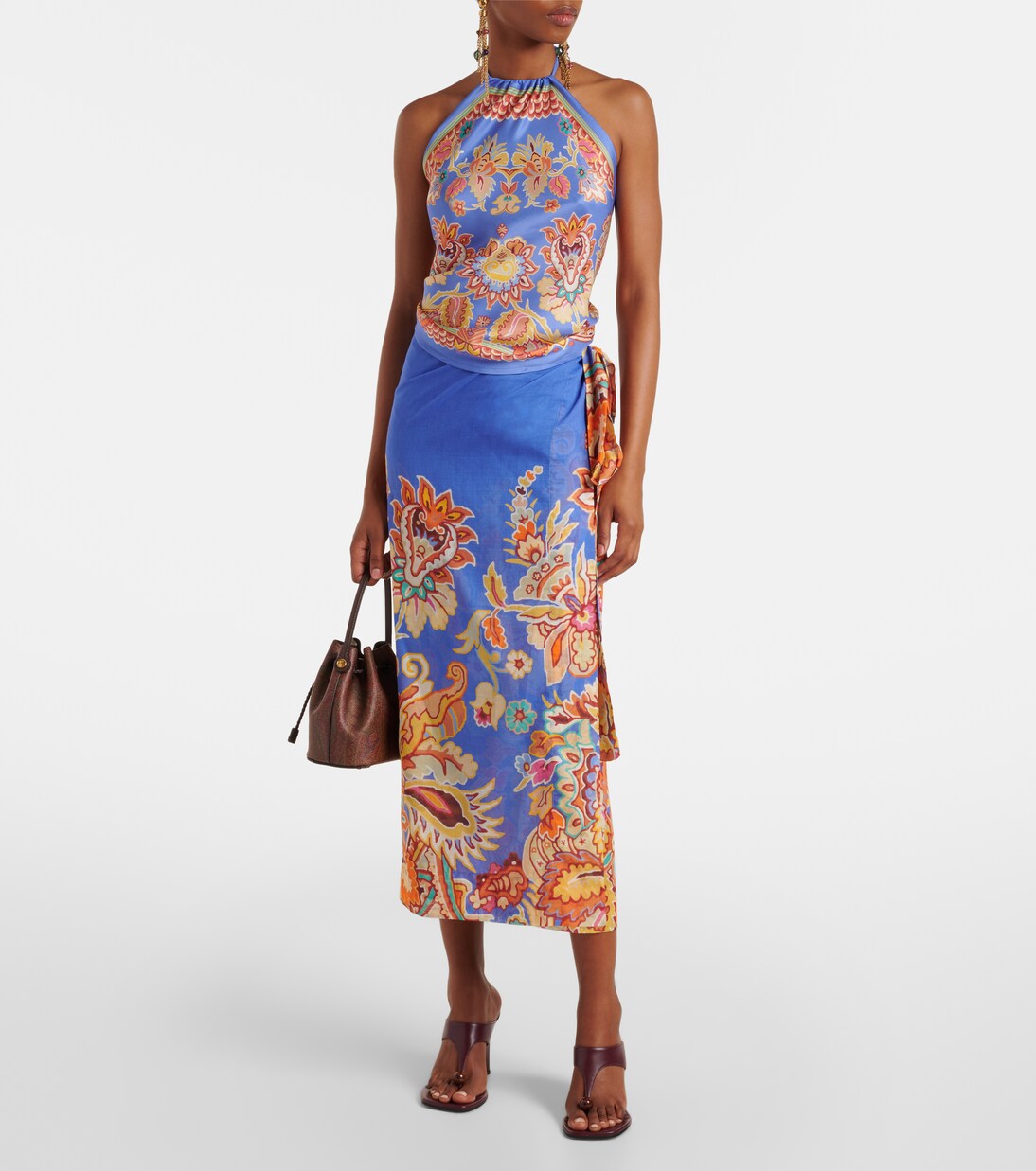 Top de seda estampado con cuello halter | Etro