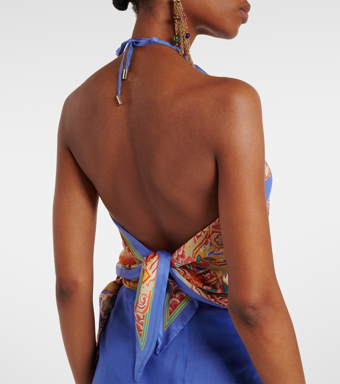 Top de seda estampado con cuello halter | Etro