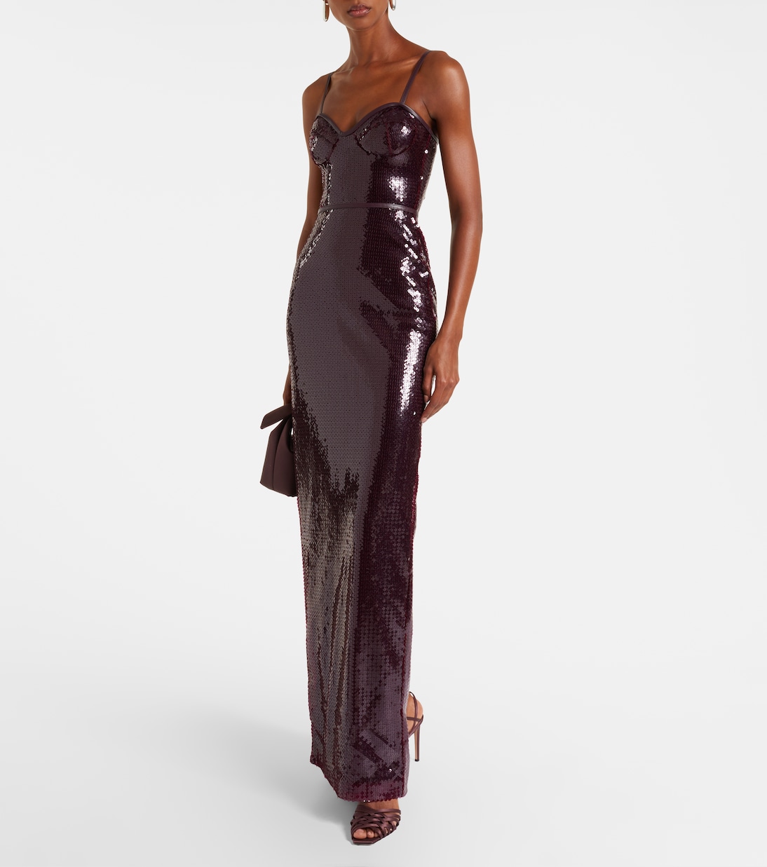 Robe mit Pailletten und Leder | David Koma