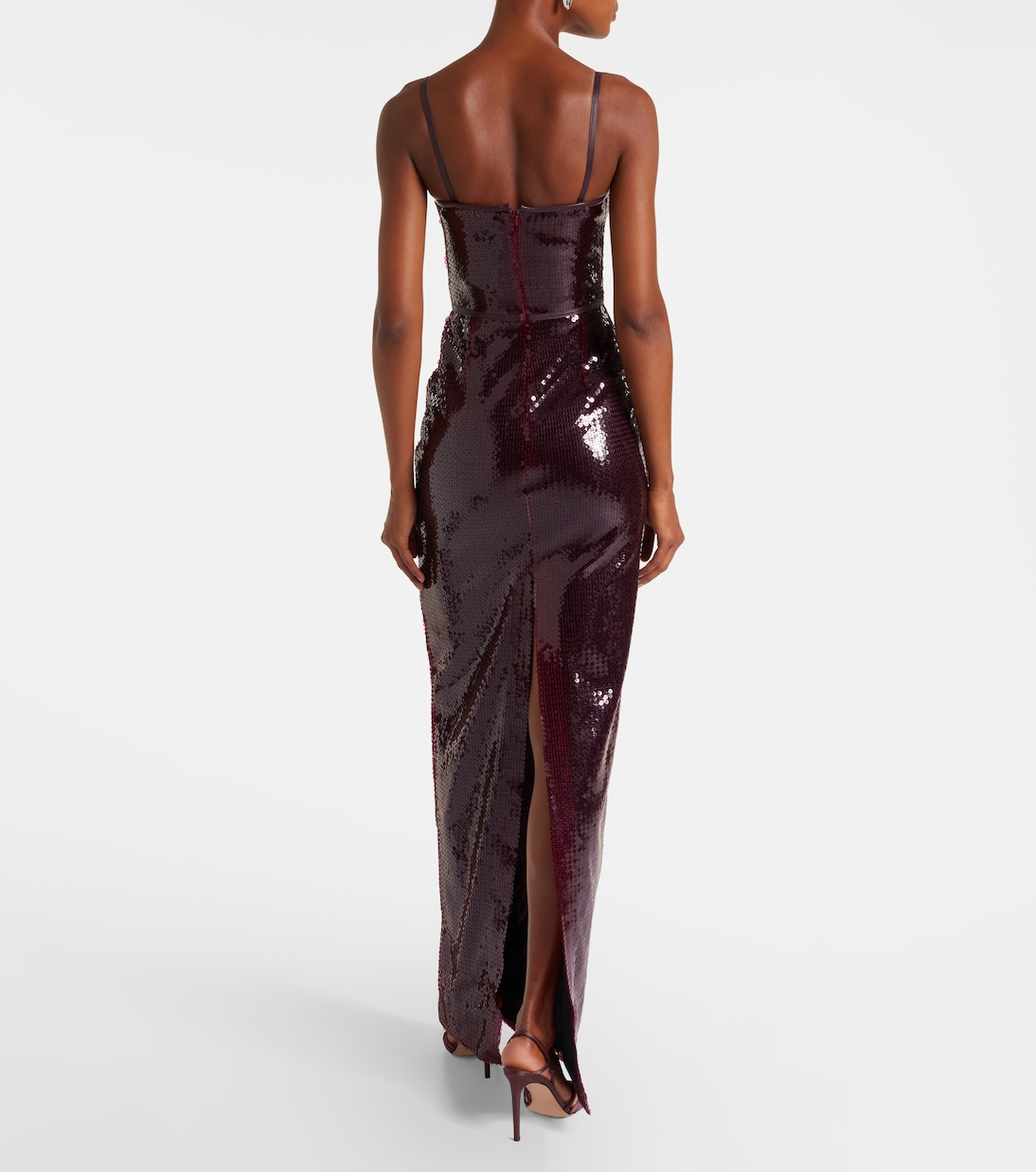 Robe mit Pailletten und Leder | David Koma