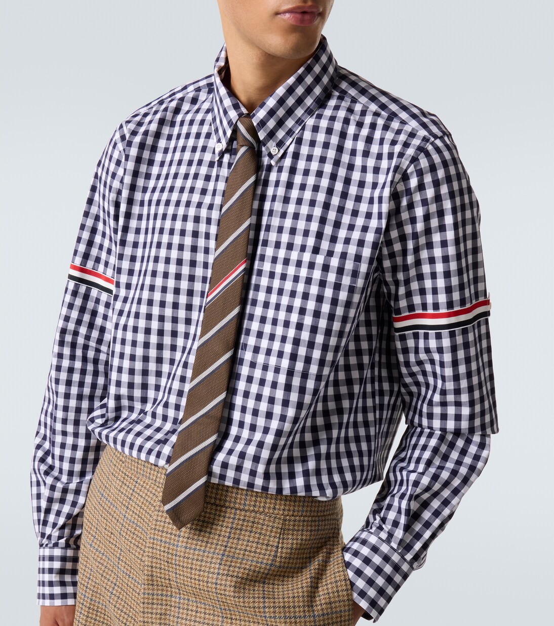 Stripe Oxford Armband gingham cotton shirt | Thom Browne