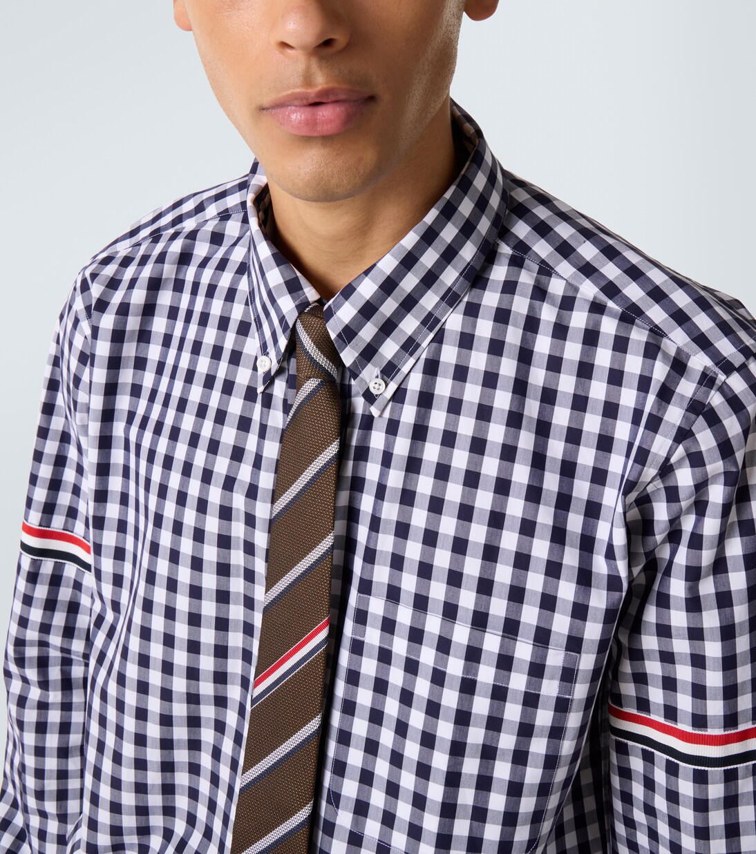 Stripe Oxford Armband gingham cotton shirt | Thom Browne