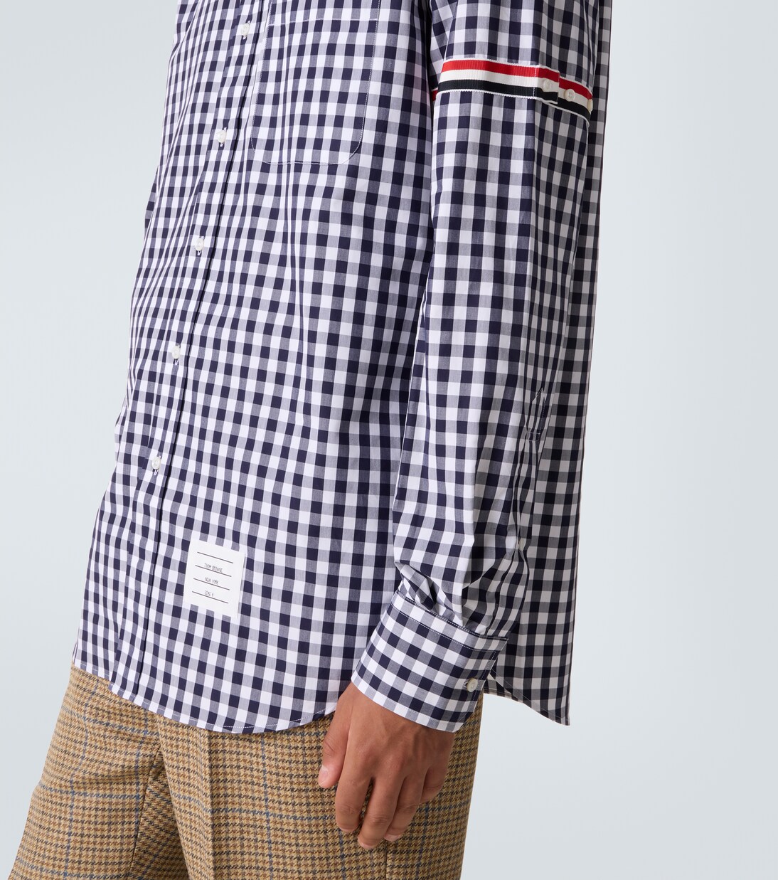 Stripe Oxford Armband gingham cotton shirt | Thom Browne
