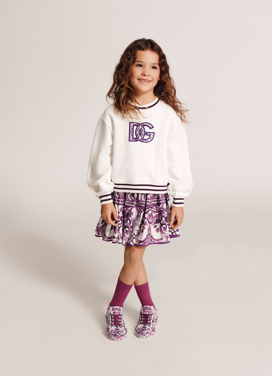 Majolica printed cotton poplin skirt | Dolce&Gabbana Kids