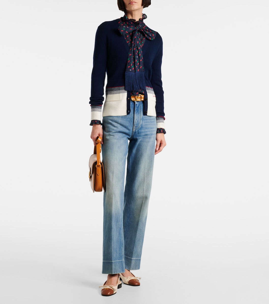 Cardigan in lana vergine a righe | Valentino
