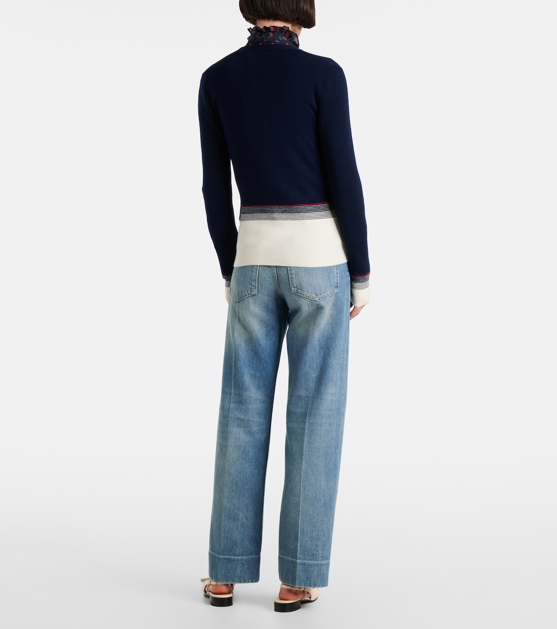Cardigan in lana vergine a righe | Valentino