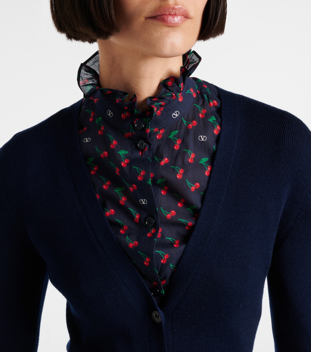 Cardigan in lana vergine a righe | Valentino