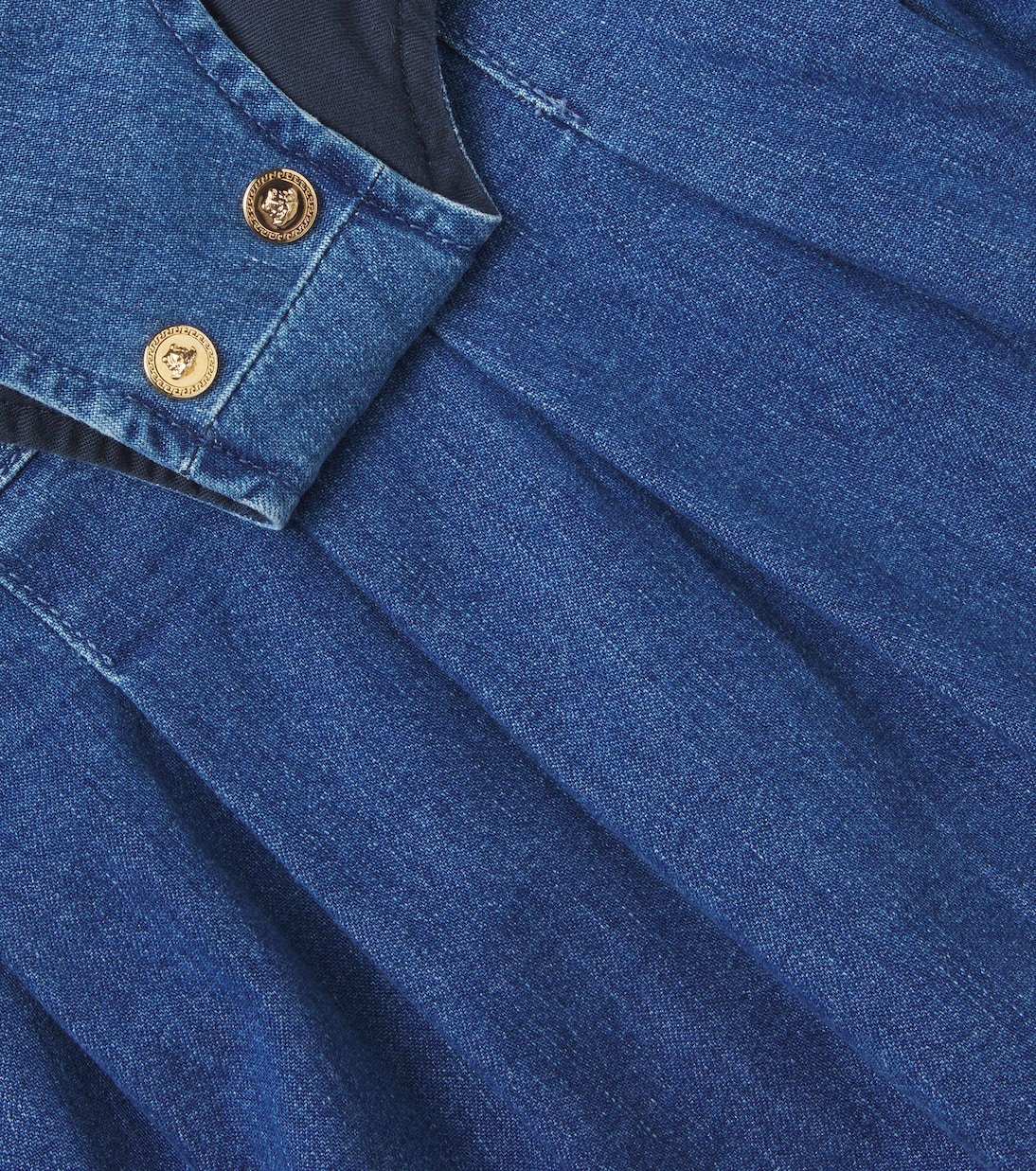 Pleated cotton denim dress | Versace Kids