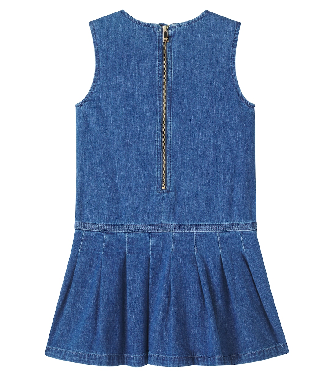 Pleated cotton denim dress | Versace Kids