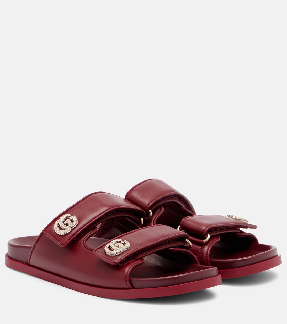 Sandalen GG aus Leder mit Kristallen | Gucci