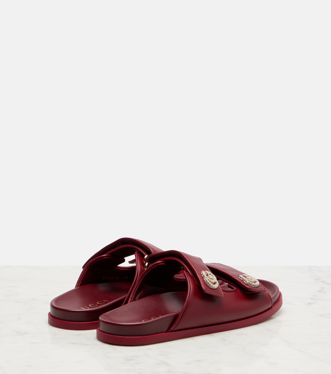 Sandalen GG aus Leder mit Kristallen | Gucci
