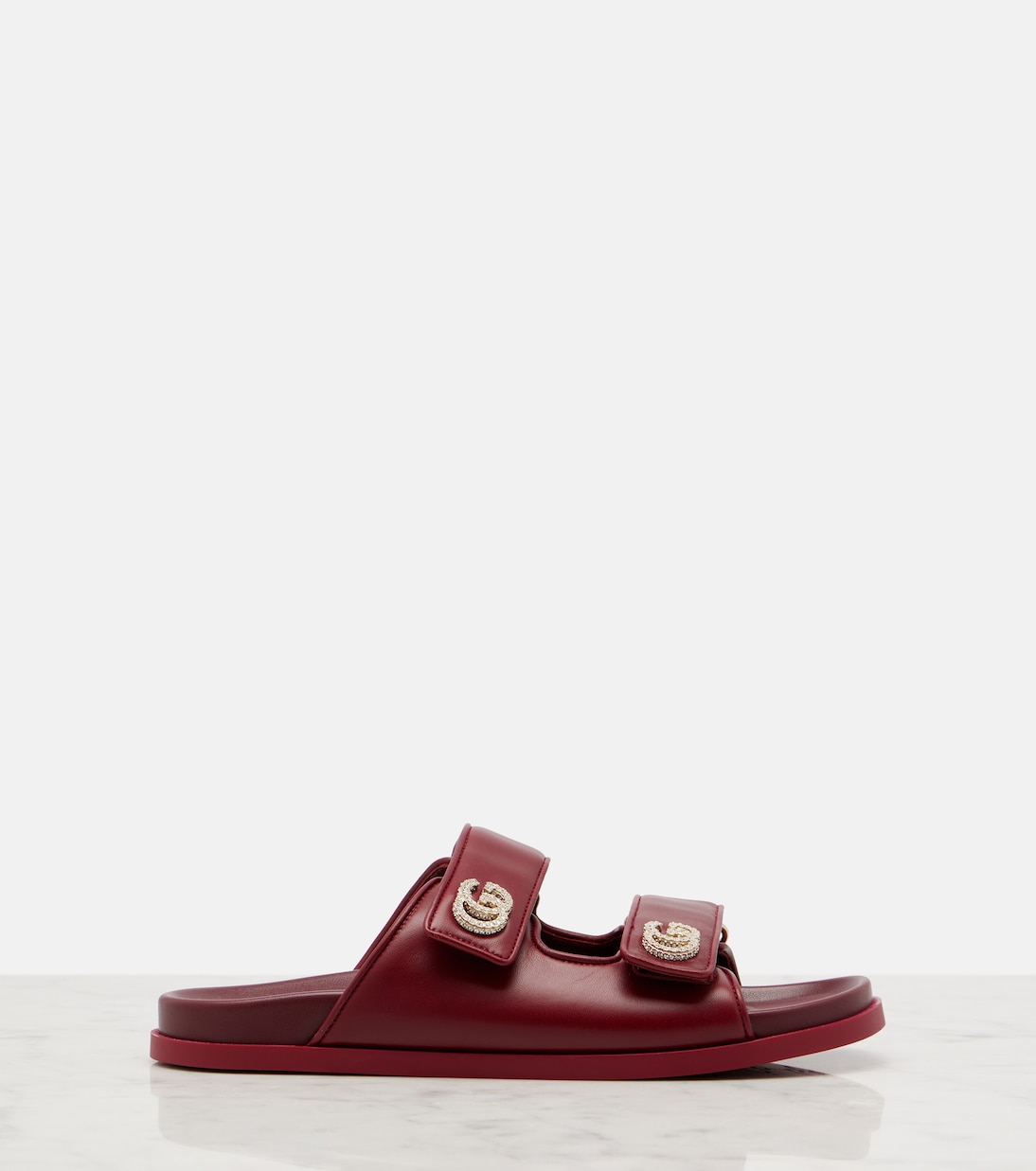 Sandalen GG aus Leder mit Kristallen | Gucci