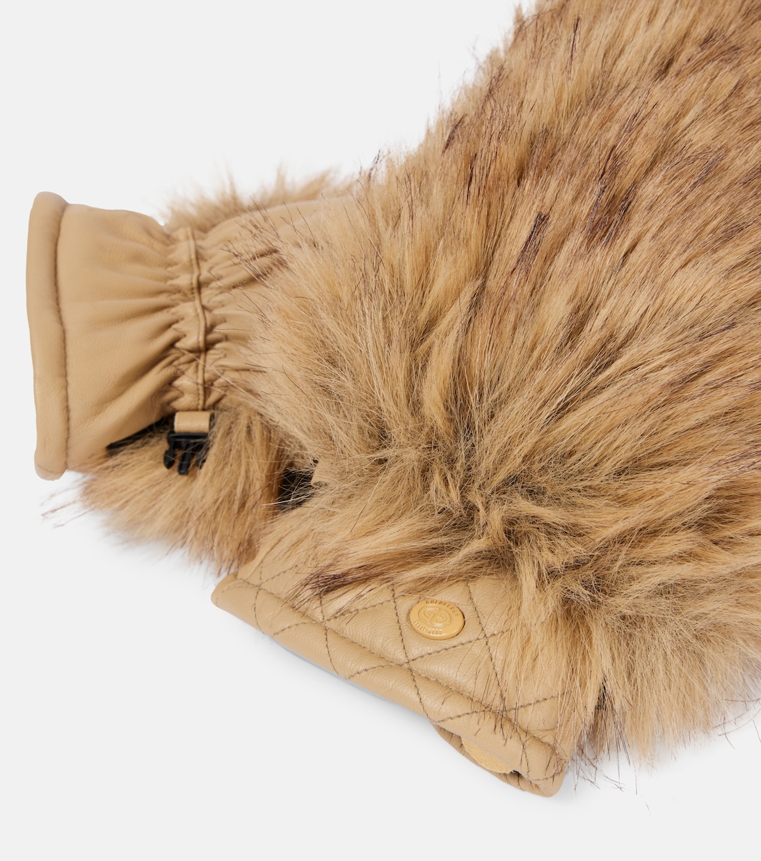 Hill faux fur-trimmed leather ski mittens | Goldbergh