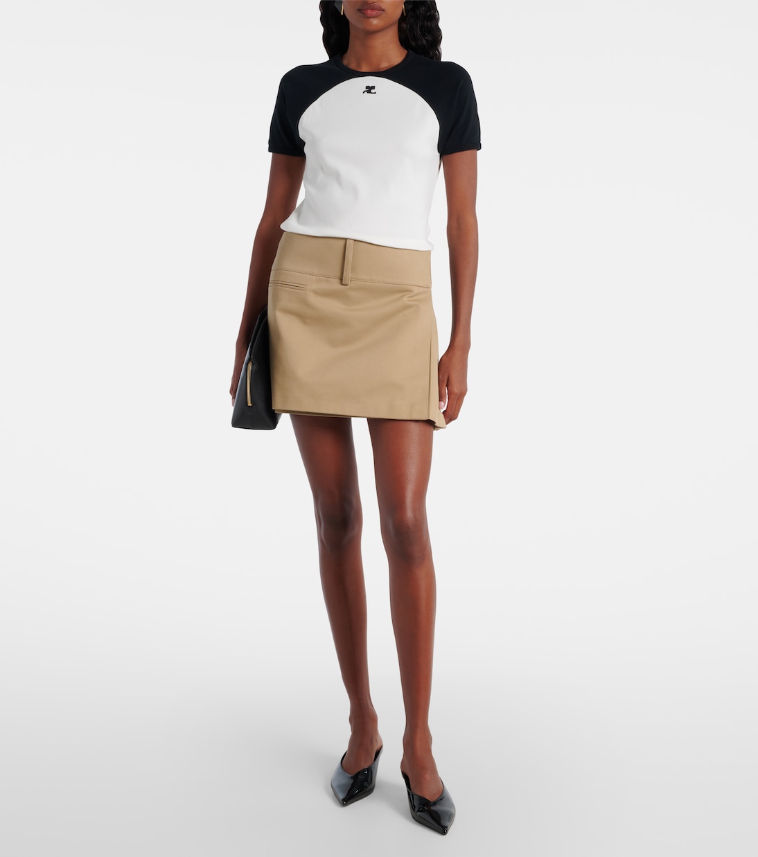 Circle Contrast cotton jersey T-shirt | Courrèges