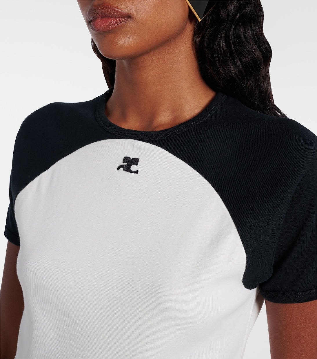 Circle Contrast cotton jersey T-shirt | Courrèges