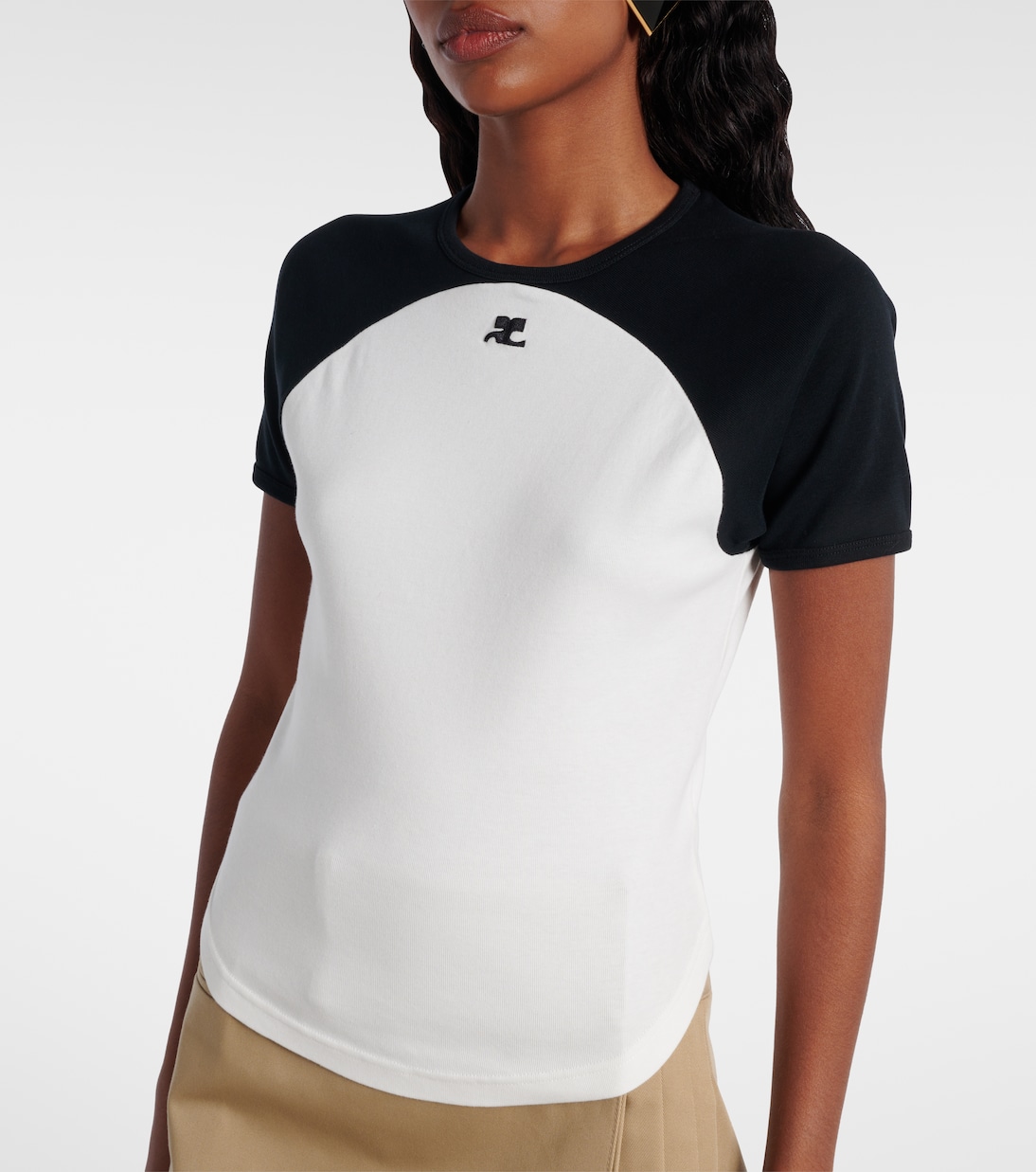 Circle Contrast cotton jersey T-shirt | Courrèges
