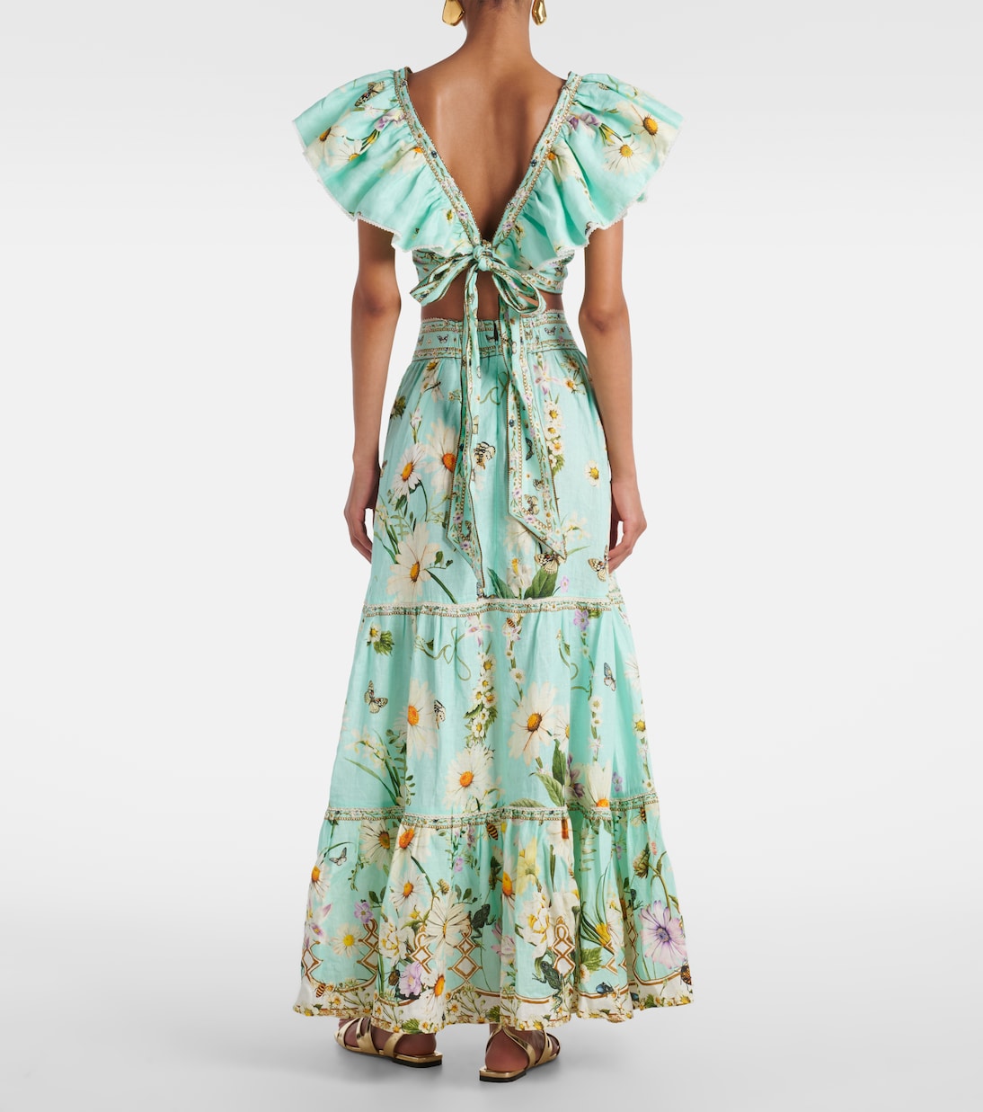 Floral tiered linen maxi skirt | Camilla