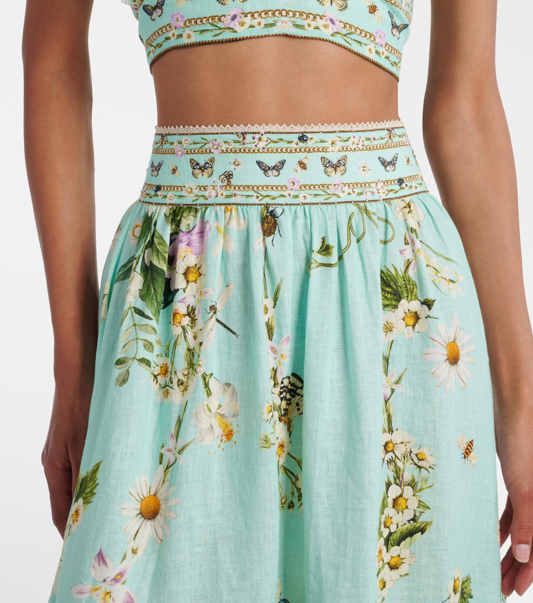 Floral tiered linen maxi skirt | Camilla