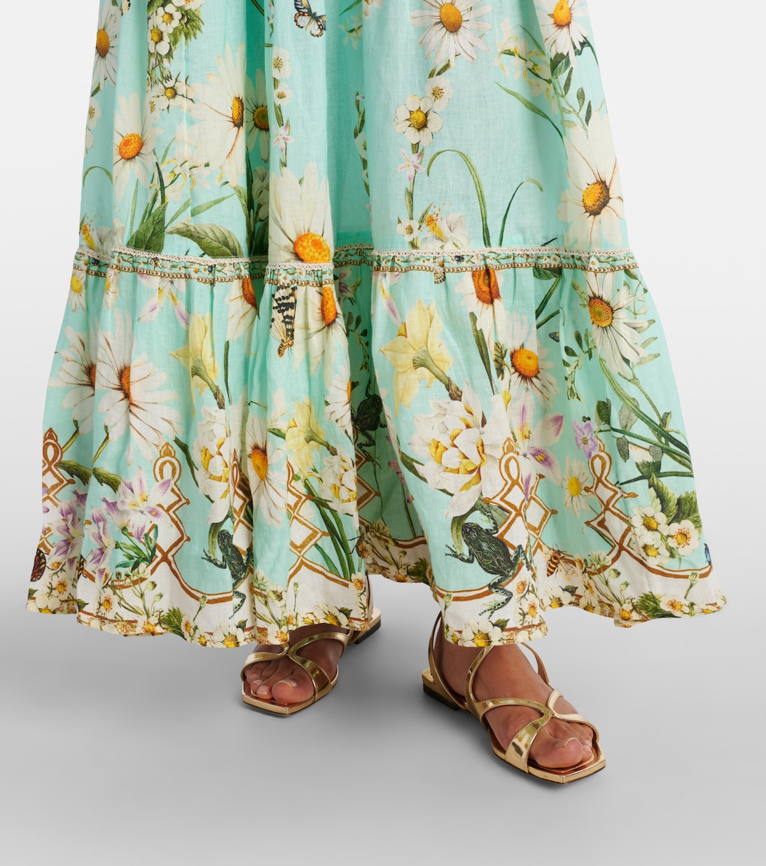 Floral tiered linen maxi skirt | Camilla