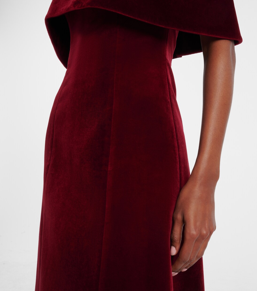 Carita off-shoulder cotton velvet midi dress | Emilia Wickstead
