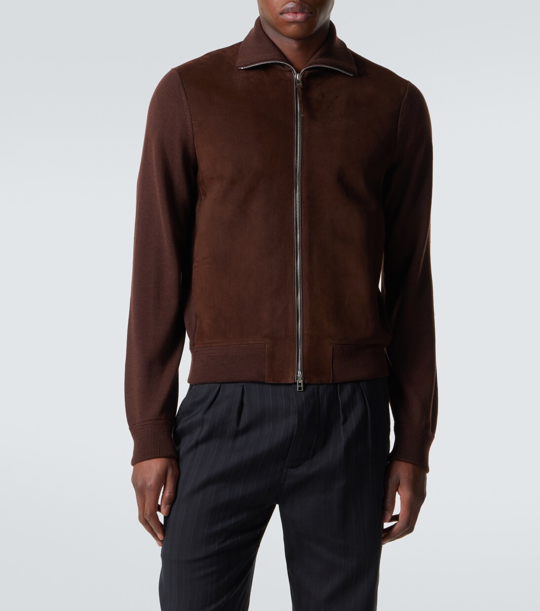 Cardigan mit Veloursleder | Tom Ford