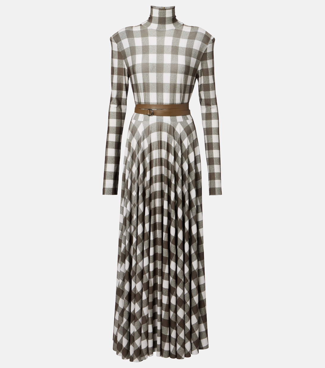 Checked turtleneck jersey midi dress | Norma Kamali