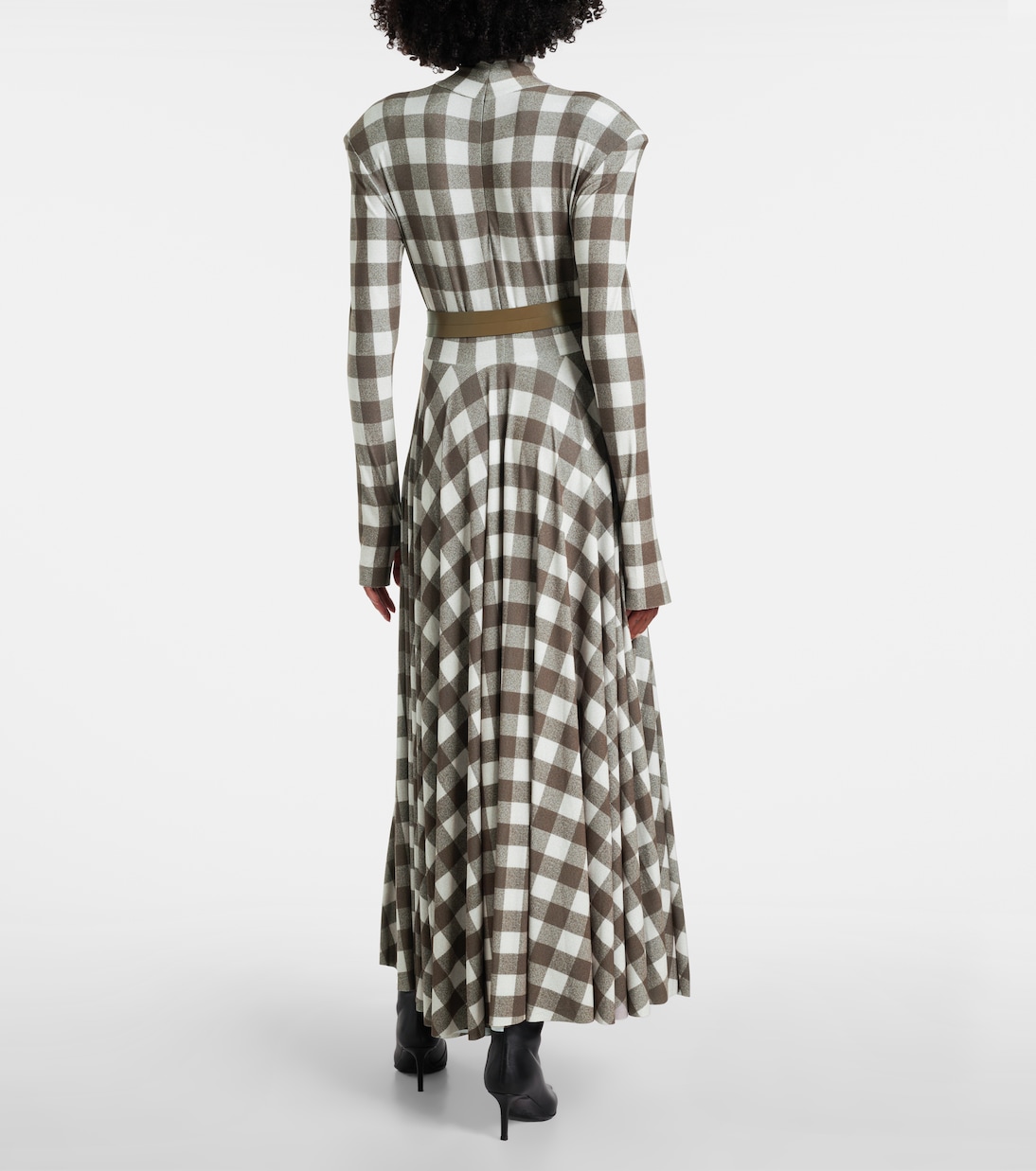 Checked turtleneck jersey midi dress | Norma Kamali