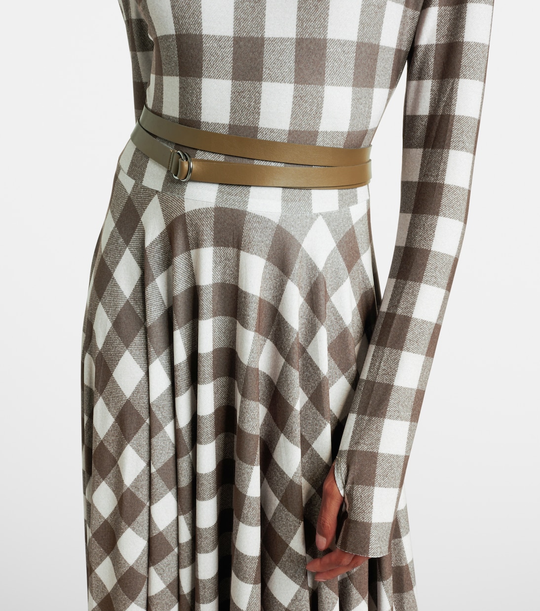 Checked turtleneck jersey midi dress | Norma Kamali