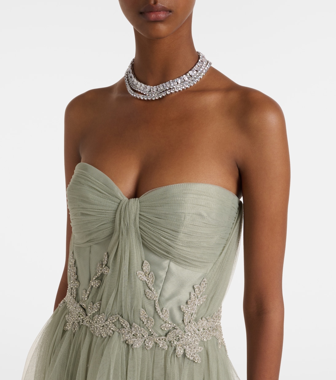 Embellished tulle corset gown | Costarellos