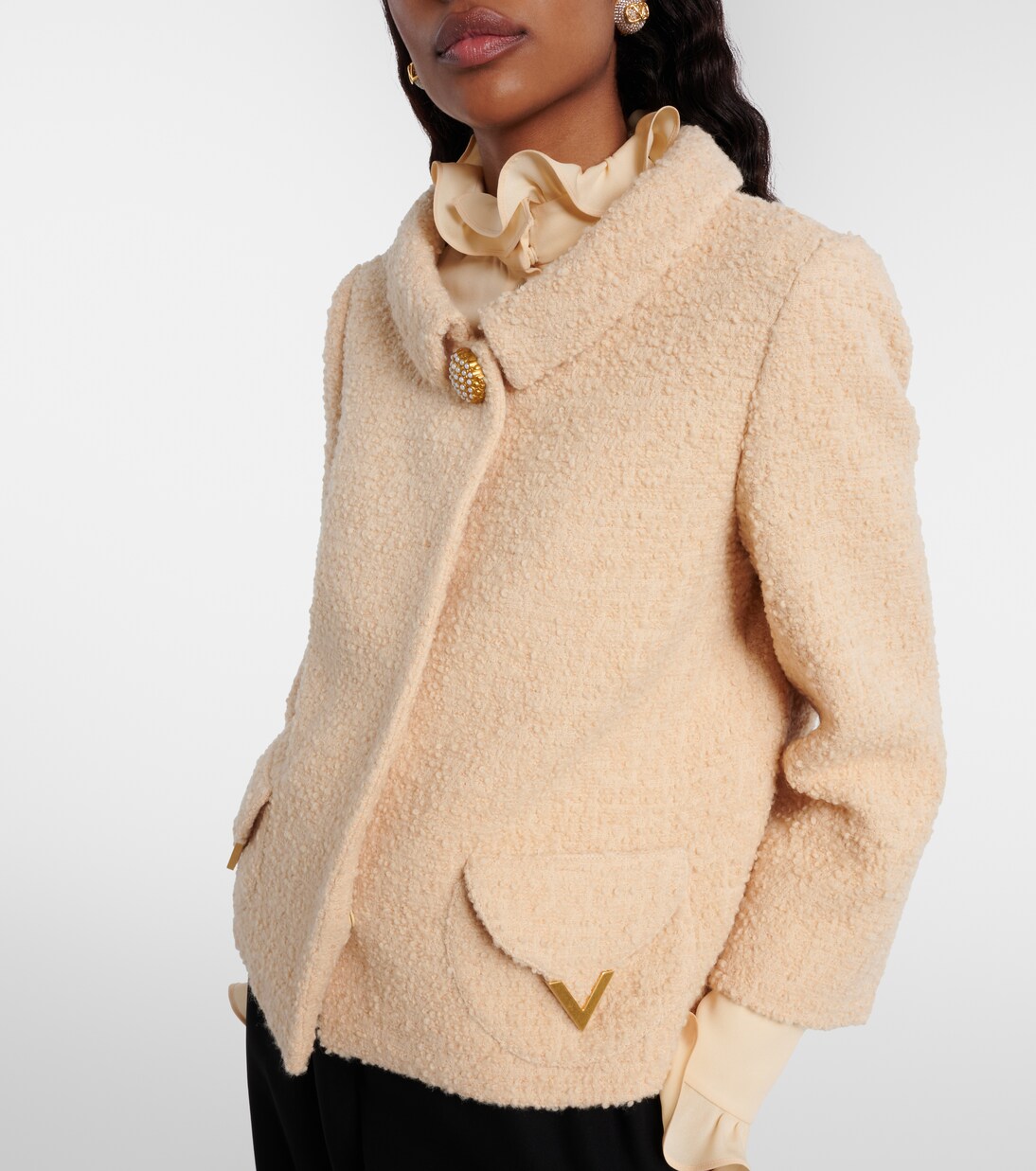 Embellished wool-blend tweed jacket | Valentino