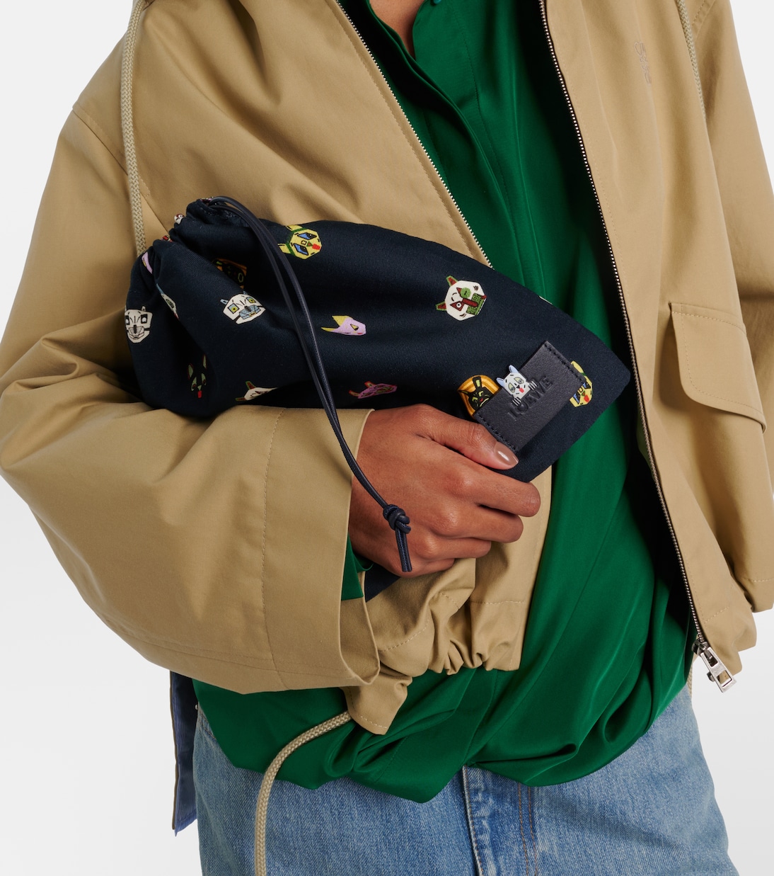 x Louis Wain Cat Small denim pouch | Loewe