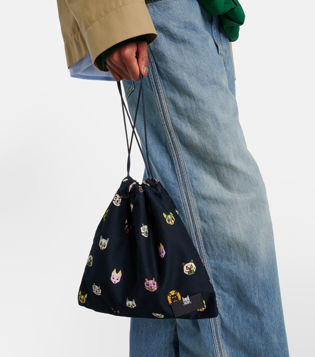 x Louis Wain Cat Small denim pouch | Loewe