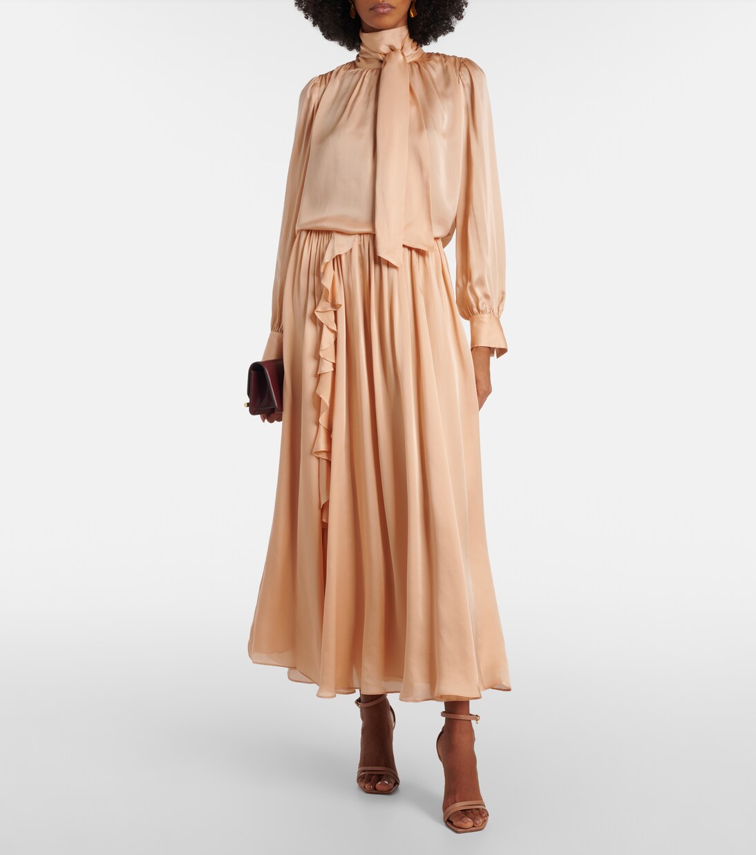 Ornament tie-neck silk chiffon blouse | Ulla Johnson