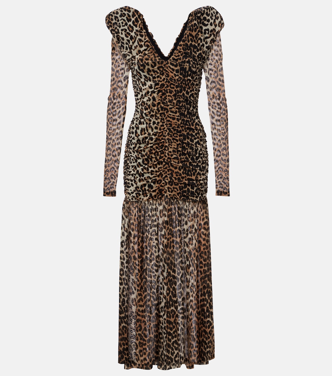 Leopard-print cloqué maxi dress | Ganni