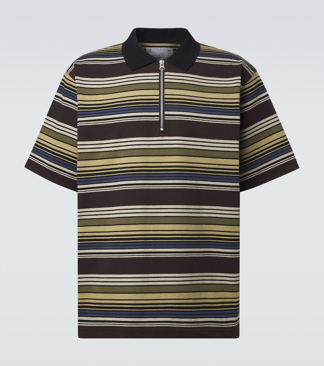 Striped cotton half-zip polo shirt | Sacai