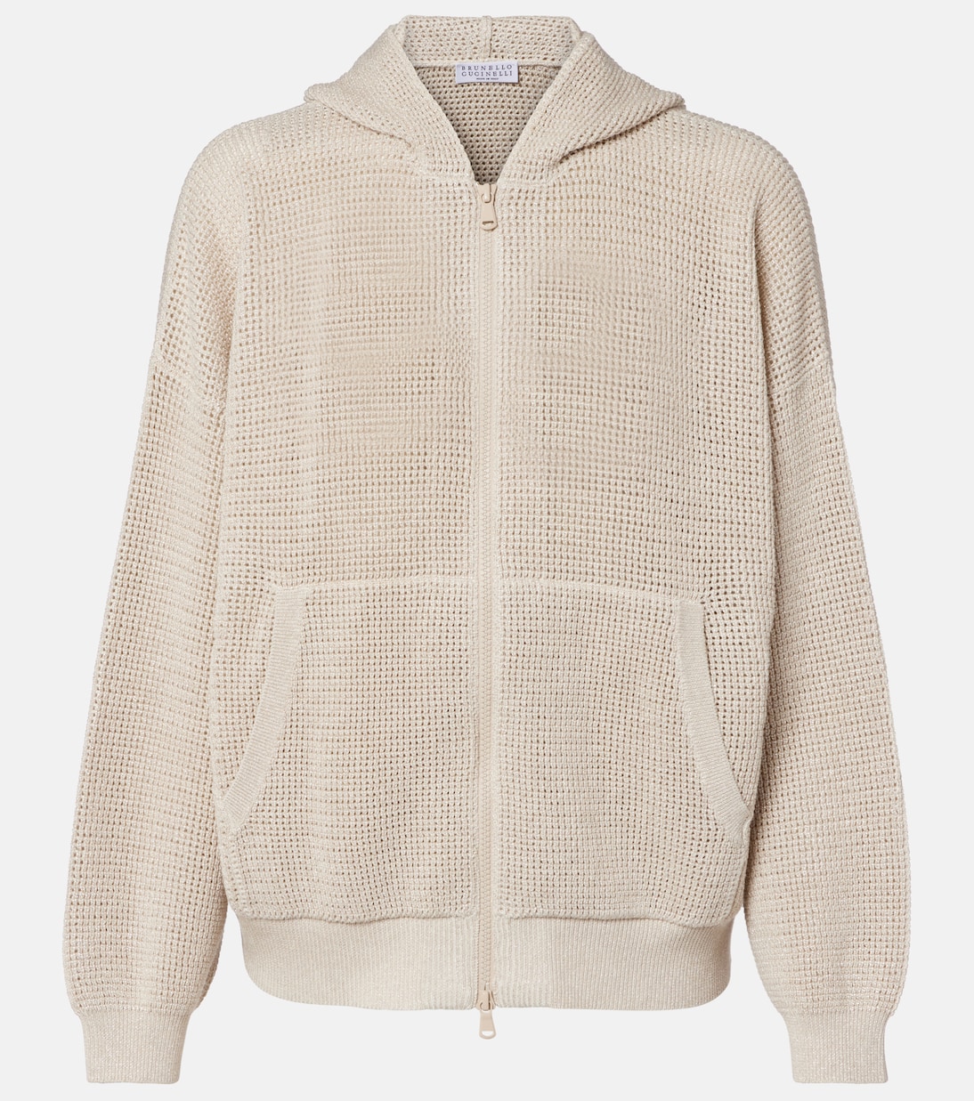 Sweat-shirt à capuche en lamé et coton mélangé | Brunello Cucinelli