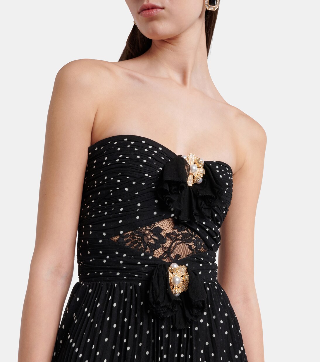 Embellished polka-dot tiered gown | Self-Portrait