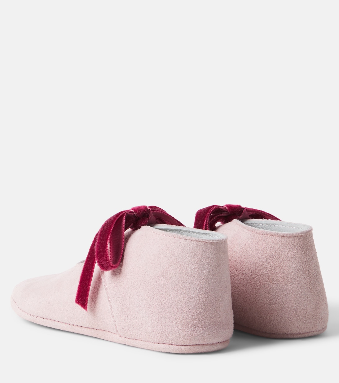 Baby velvet-trimmed suede booties | Pepa London