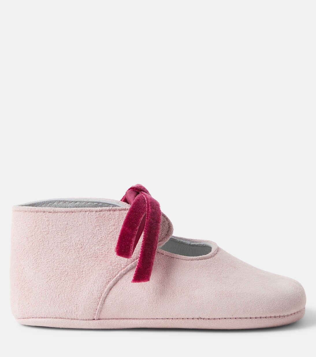 Baby velvet-trimmed suede booties | Pepa London