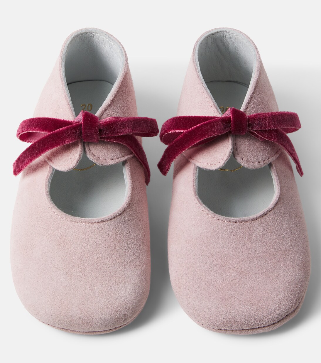Baby velvet-trimmed suede booties | Pepa London