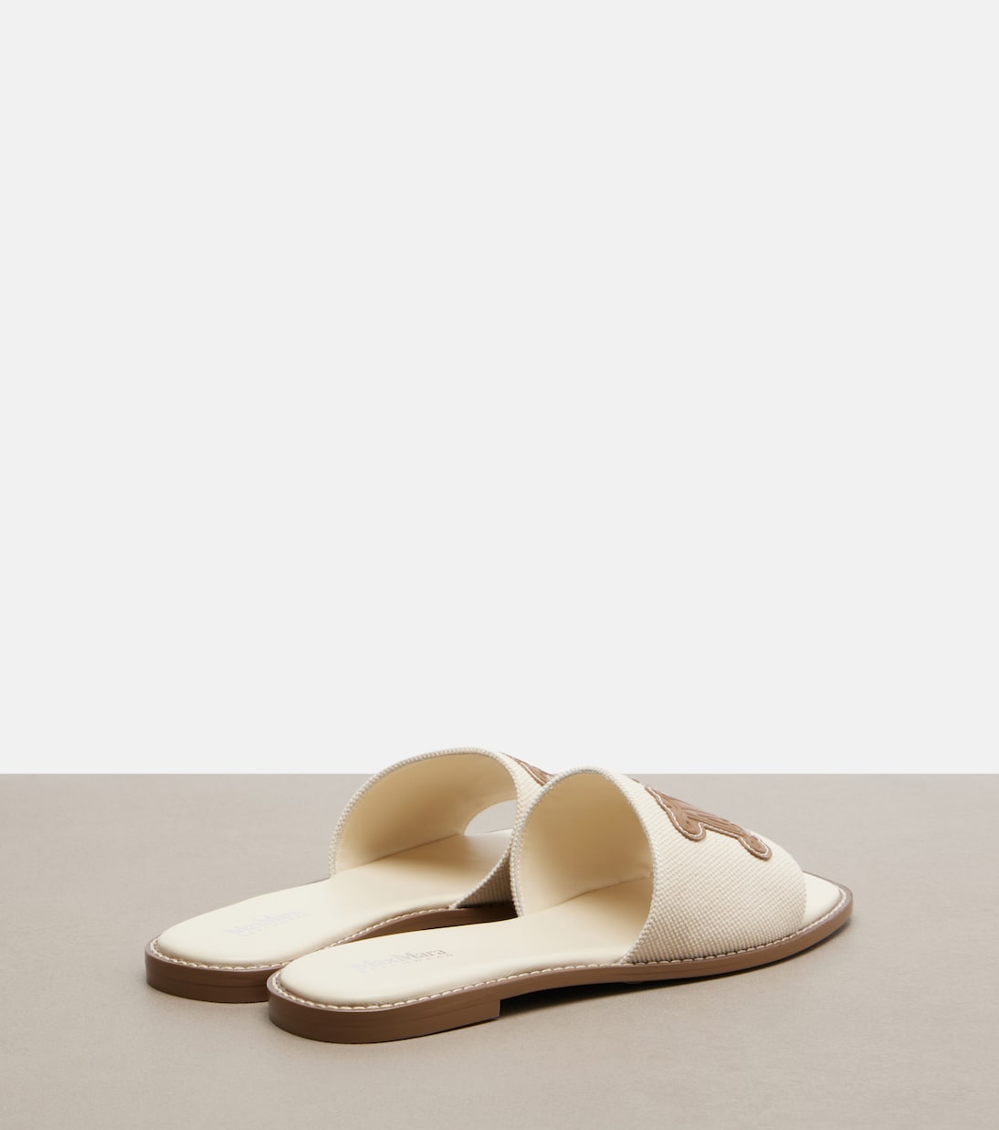 Caucaso leather-trimmed canvas slides | Max Mara