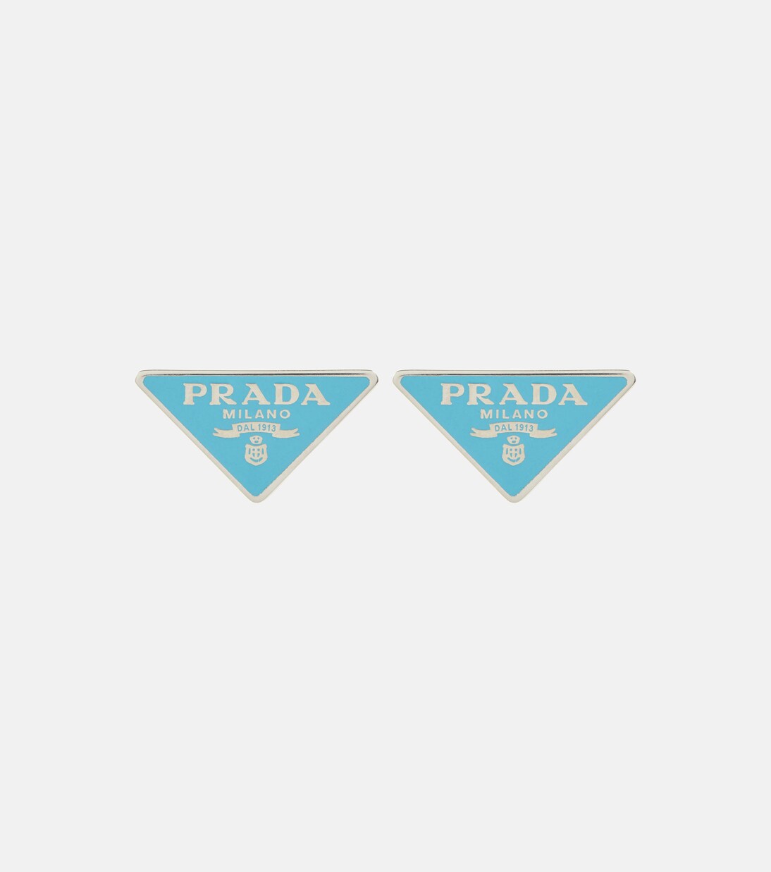 Orecchini in argento sterling con simbolo PRADA per stile giovanile