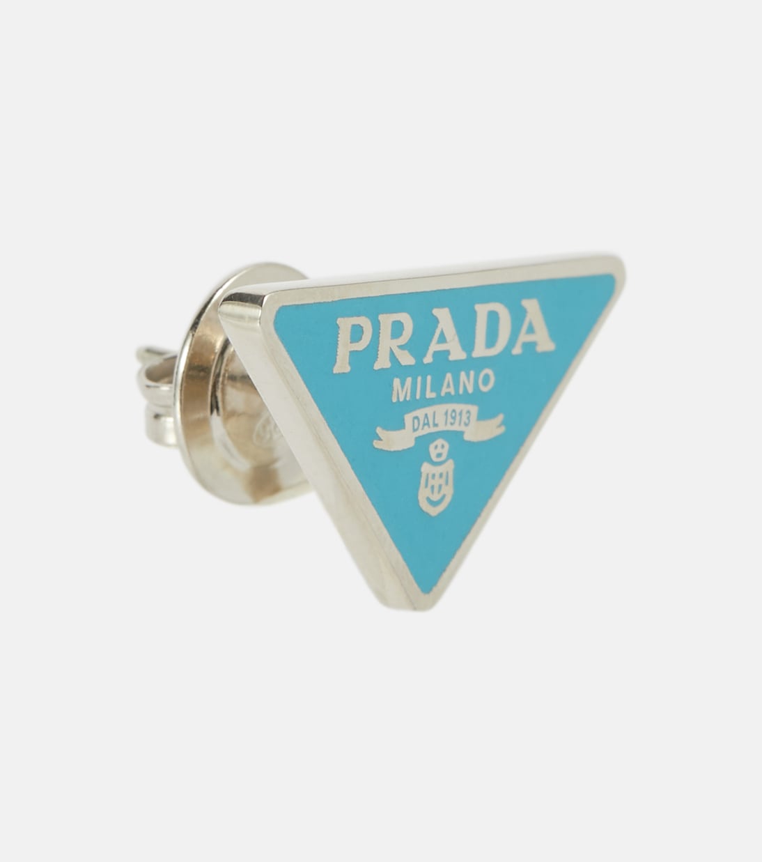Orecchini in argento sterling con simbolo PRADA per stile giovanile