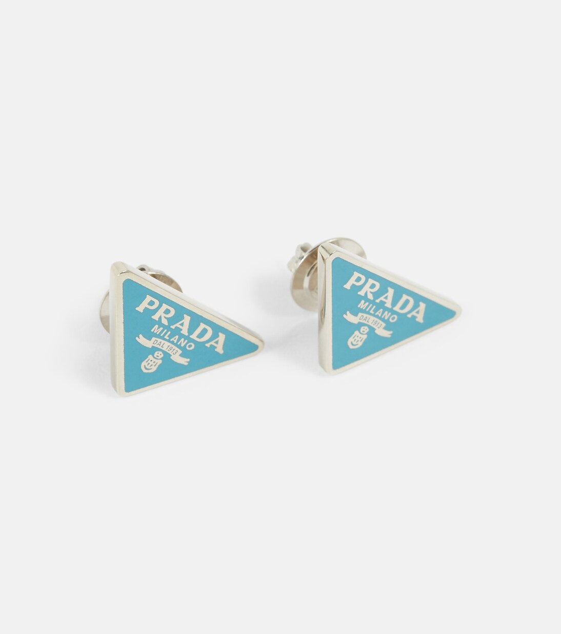 Orecchini in argento sterling con simbolo PRADA per stile giovanile