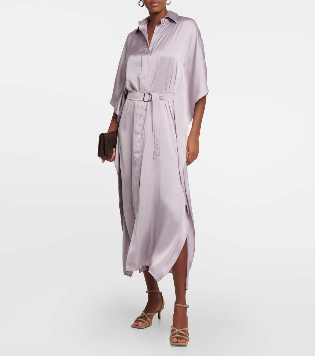 Hemdblusenkleid aus Satin | Brunello Cucinelli